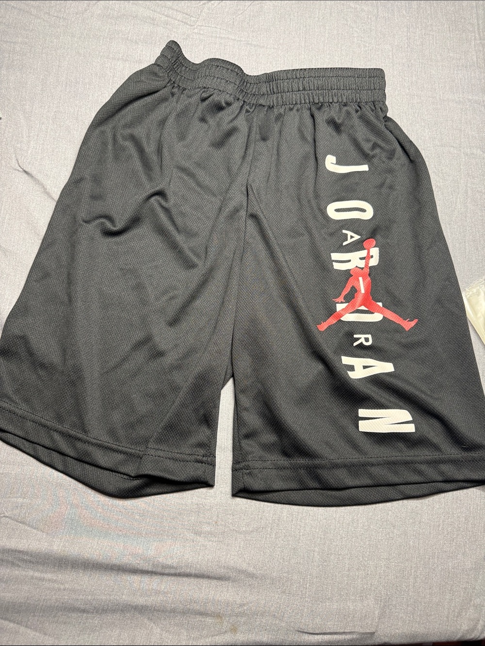 Jordan Black Shorts with White Script and Red Jumpman 10/12 yr